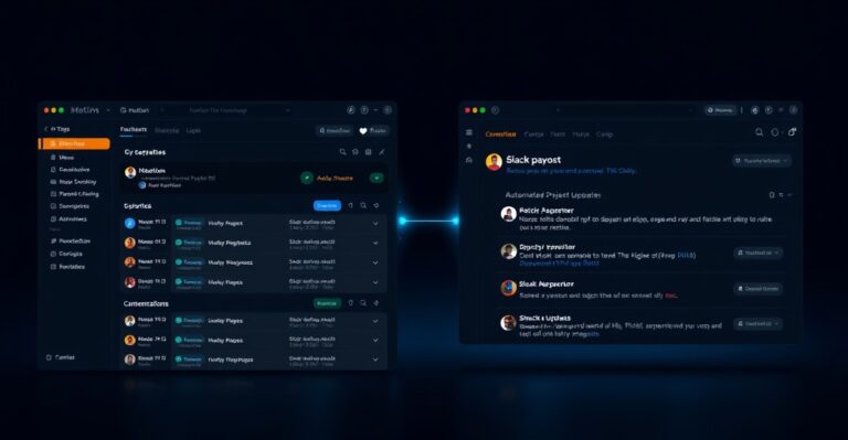 Notion AI project management dashboard with automated Slack integration routing blocker alerts and weekly status digests to team channels