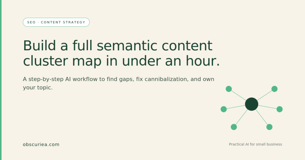 Semantic content cluster map diagram showing pillar pages and supporting subtopics organized by topic territory