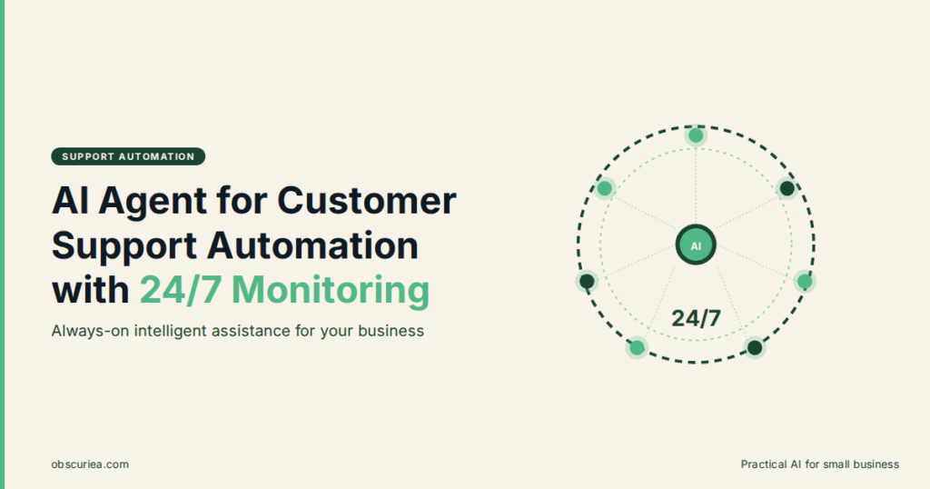 AI agent for customer support automation dashboard with 24/7 monitoring