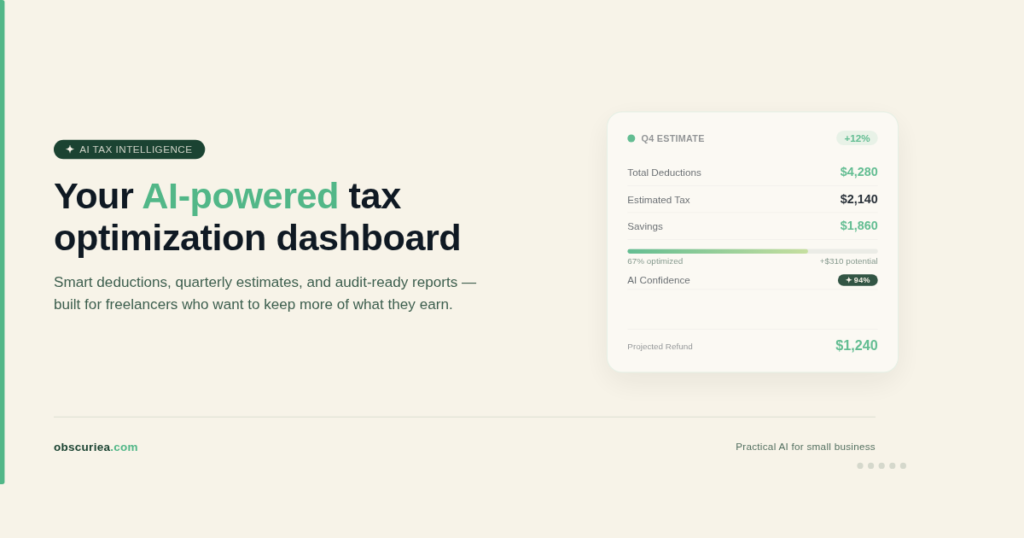 AI-powered tax optimization dashboard for freelancers