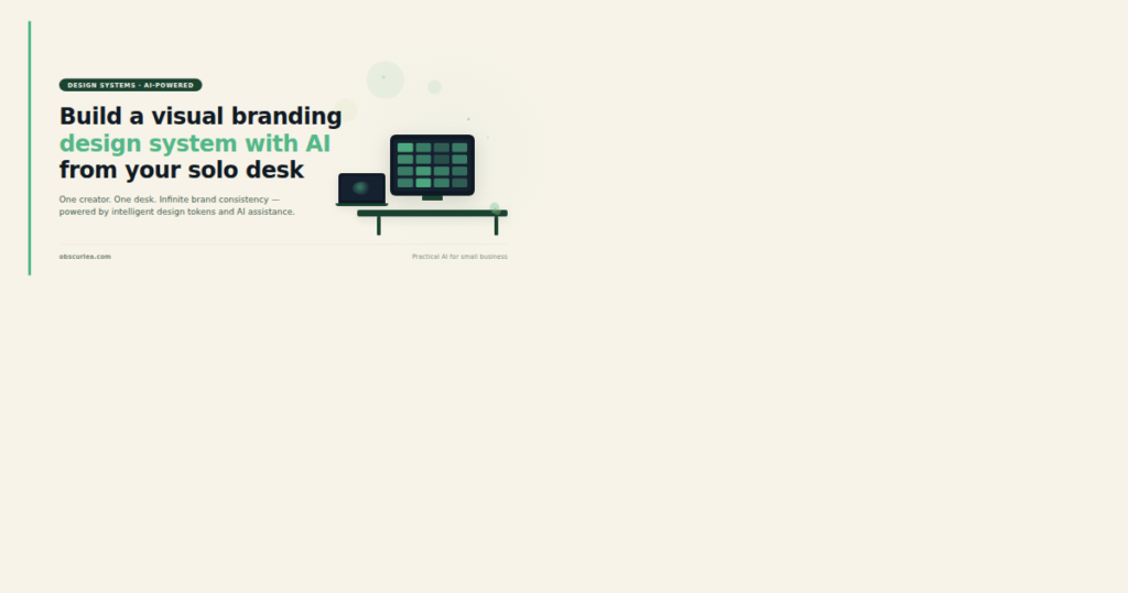 AI-powered visual branding design system setup for solo creators on a modern desk