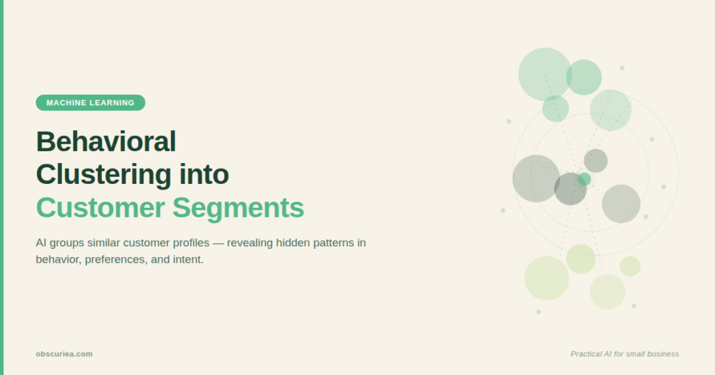 Behavioral clustering illustration - machine learning grouping customer profiles into segments