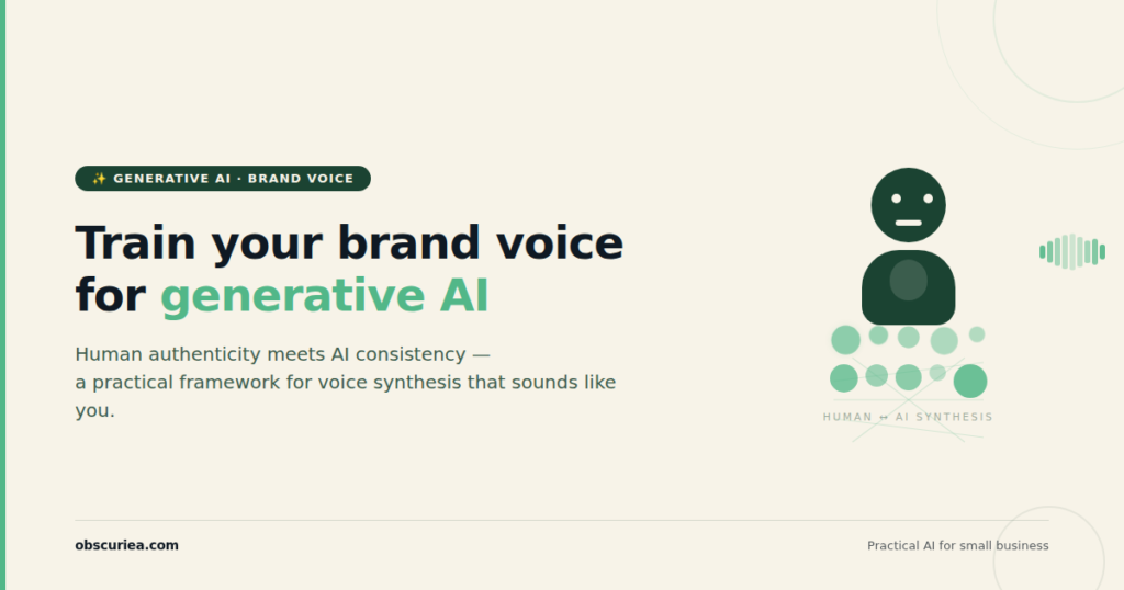Brand voice training for generative AI tools concept illustration human and AI voice synthesis