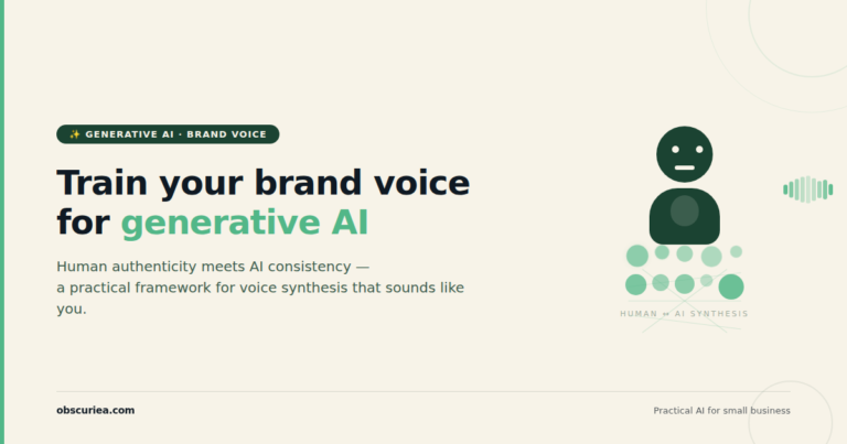 Brand voice training for generative AI tools concept illustration human and AI voice synthesis