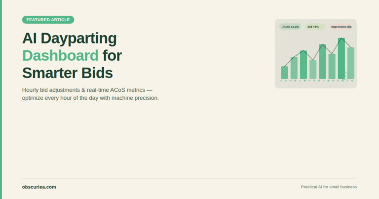 AI dayparting dashboard showing hourly bid adjustments and ACoS metrics
