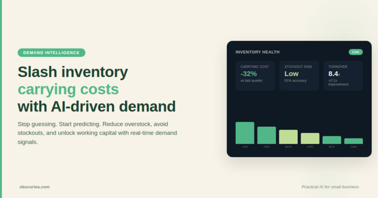 Demand intelligence dashboard reducing inventory carrying costs