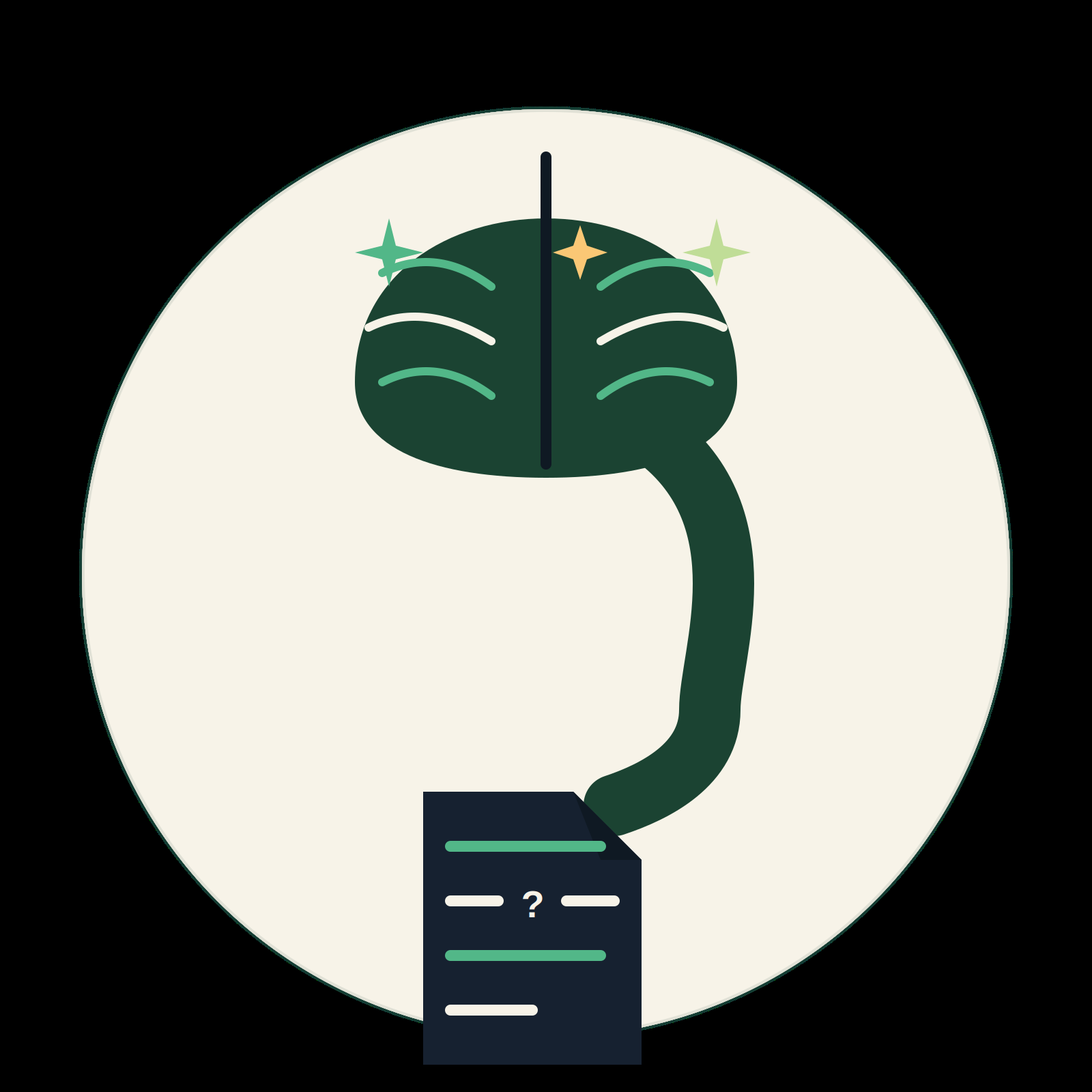 FAQ icon with a brain and documents