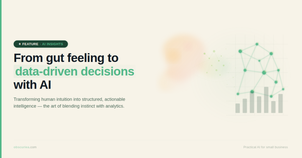 From gut feeling to data-driven decisions with AI – abstract artwork of human intuition transforming into structured data