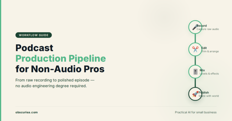 Podcast production pipeline workflow for non-audio professionals