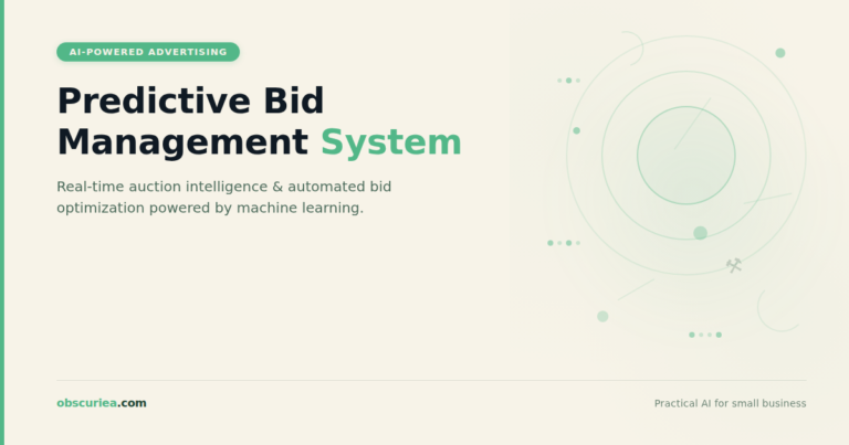 Predictive bid management system architecture abstract illustration