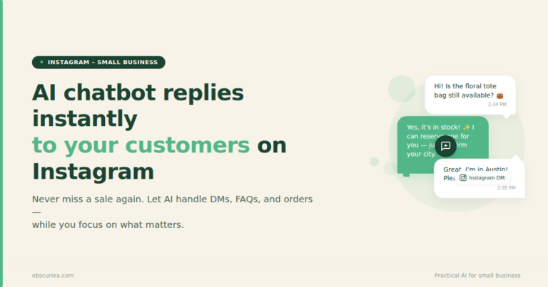 Small business owner using AI chatbot to instantly respond to customer inquiry on Instagram