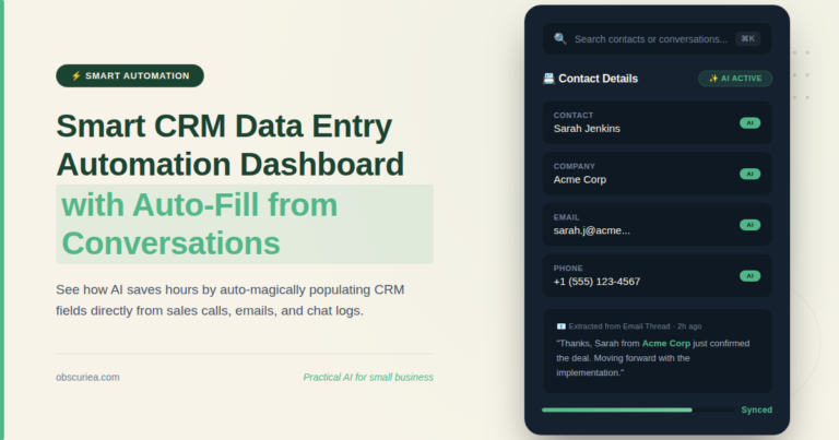 Smart CRM data entry automation dashboard with auto-fill from conversations