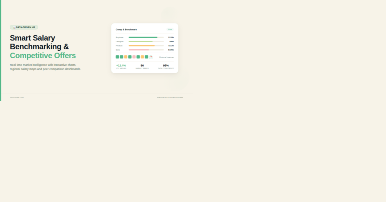 Smart salary benchmarking competitive offers dashboard with charts and map